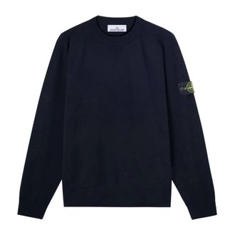 Stone Island Trui van scheerwolmix - Heren - Ronde hals truien - Blauw - XL - Wol - Truien & Vesten