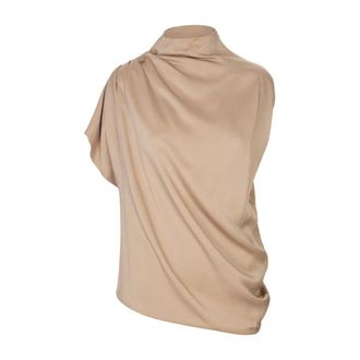 Fabiana Filippi Overhemden, Dames, Bruin, M, Bruine Top met Viscose en Acetaat