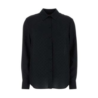 Gucci GG Cr&ecirc;pe Zijde Shirt - Dames - Overhemden - Zwart - M - Overhemden