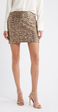 Open Edit Sequin Miniskirt in Tan Dusk at Nordstrom Rack, Size X-Large