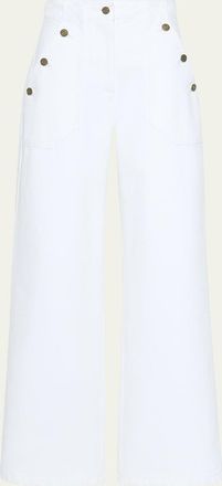 Max Mara High-Rise Cotton Twill Wide-Leg Sailor Pants