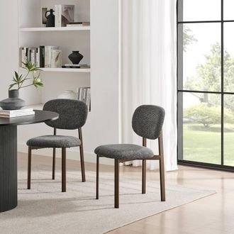 Furniturebox 2x Mirelle Grey Fabric Dining Chairs Bronze Legs in Charcoal