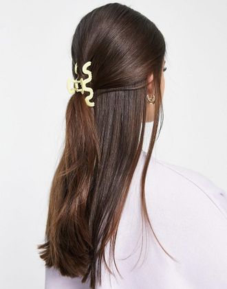 My Accessories London - Matte, gewellte Haarklammer in Limette-Grün