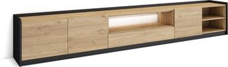 Skraut Home Skraut Home - Mueble Tv, Televisi&oacute;n, Muebles De Sal&oacute;n, Almacenaje, 310x37x50cm, Para Tv Hasta 80, Led, Estilo Moderno, Roble Y Negro