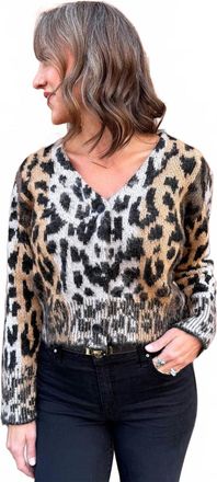 Elan Print Knit Cardigan In Brown Cheetah