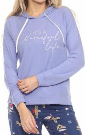 PJ Salvage Its A Wineful Life Hoodie In Periwinkle