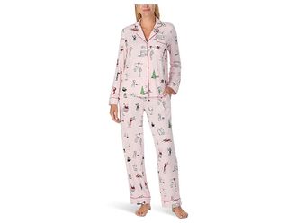 Kate Spade New York Cozy Jersey Notch Pajama Set Womens Pajama Sets Holiday Party : SM, Polyester/Spandex