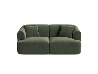 Cosmopolitan Design Sof&aacute; modular 2 plazas de terciopelo verde