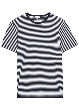 Sunspel Striped Cotton T-shirt - Navy - Xxl