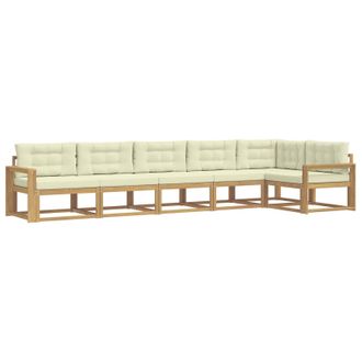 vidaXL Conjunto De Sof&aacute;s De Exterior 4 Pcs Blanco Y Crema Poli&eacute;ster Vidaxl