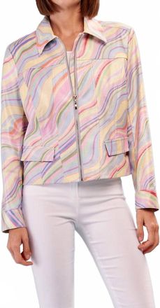 Insight Lakelyn Liquid Pastel Mix Metallic Vegan Leather Zip Up Jacket In Multi