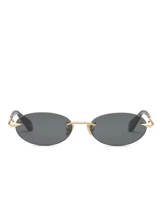 Roberto Cavalli oval rimless sunglasses - women - Brass - One Size - Gold