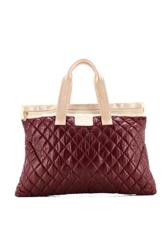 Chanel Coco Cocoon Flat Gewatteerd Nylon with Leather Grote shopper - Goud