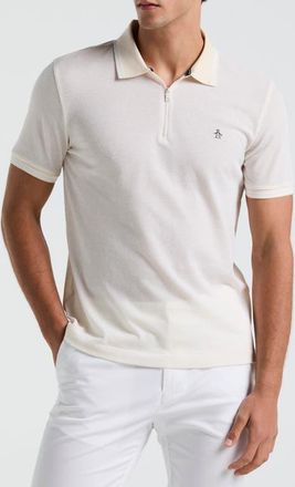 Original Penguin Cotton Blend Jacquard Zip Polo in Birch at Nordstrom, Size Large