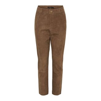 BTF-CPH Btfcph - Enkellaars Suede Broek - Dames - Broeken - Bruin - Maat: XS Su&egrave;de