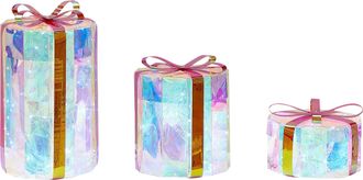 Beliani Conjunto De Decoraciones Led De Interior Exterior Navidad Accesorio 3 Regalos Luces Iluminaci&oacute;n Metal Multicolor Grimsey
