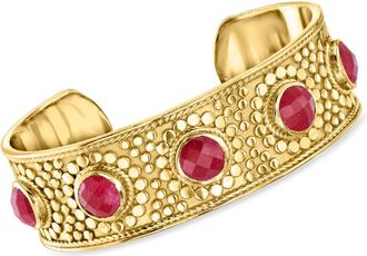 Ross-Simons Ruby Cuff Bracelet in 18kt Gold Over Sterling Silver