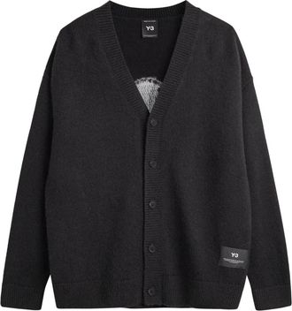 Yohji Yamamoto Truien & Vesten, Heren, Zwart, S, GFX Knit Cardigan