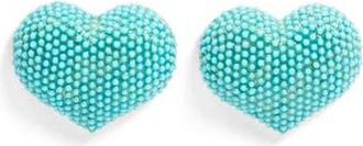 Clare Vivier Beaded Heart Stud Earrings in Turquoise at Nordstrom Rack
