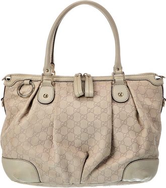Gucci Light Grey Lambskin Leather Sukie Gg Tote (Authentic Pre-Loved)