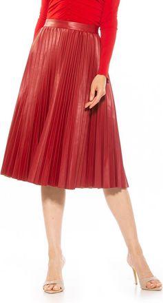 Alexia Admor Luca High Waist Pleated Faux Leather Skirt in Cranberry at Nordstrom Rack, Size X-Large