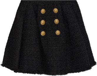 Balmain Flared Tweed Rok - Dames - Korte rokken - Zwart - 2XS - Tweed - Rokken