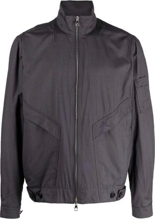 Dunhill Light Jackets, male, Gray, M, Wool-silk blend zip-up jacket
