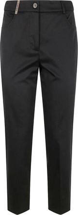PESERICO Light Cotton Satin Stretch Trousers