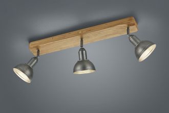 Trio Delhi 3 Spot Small E14 Ataque En Madera Y Metal Color Nikel Antiguo 803400367