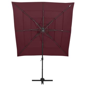 Berkfield Home 4-Tier Parasol with Aluminium Pole Bordeaux Red 250x250 cm