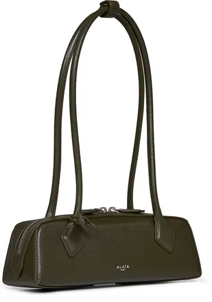 Alaia Womens Small Shoulder Bag Le Teckel Green Goatskin Leather
