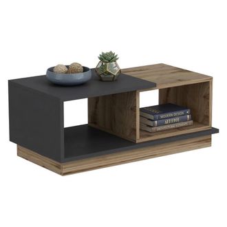 Dmora Mesa De Centro Chiavari, 2 Compartimentos, Modular, Forma Rectangular, 90x45x36h Cm Roble Marr&oacute;n