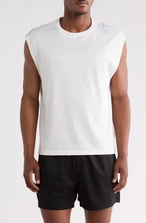Zella Mesh Muscle Tank in White Hot at Nordstrom Rack, Size Xx-Large