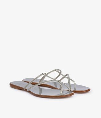 Pedro Garcia Flat sandal with Swarovski crystals in white satin | Estee | Essentials collection | PEDRO GARCIA