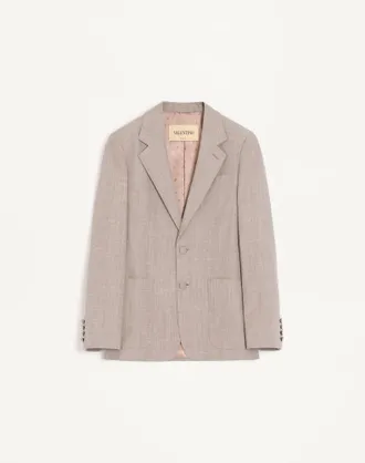 Valentino Valentino Single-Breasted Jacket In Boutonn&eacute; Wool Man LIGHT GREY 44