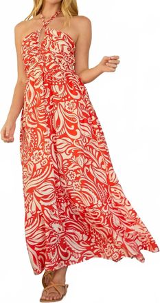 Skies Are Blue Clothing Beverly Maxi Dress In Coral