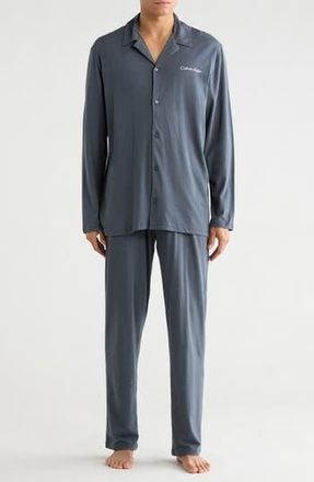 Calvin Klein Collared Logo Pajamas in Turbulence at Nordstrom Rack, Size X-Large