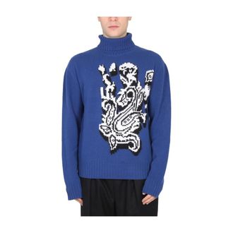 Etro Etro, Turtlenecks, female, Blue, Size: M Inlaid Jacquard Turtleneck Sweater