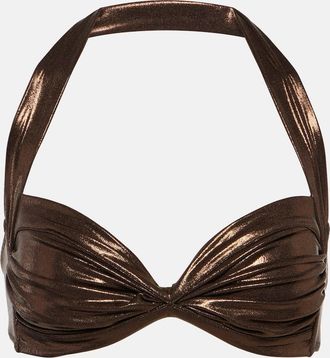 Norma Kamali Bill metallic bikini top
