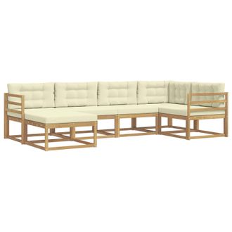 vidaXL Conjunto De Sof&aacute;s De Exterior 5 Pcs Blanco Y Crema Poli&eacute;ster Vidaxl