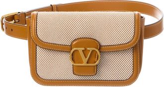 Valentino Vlogo Canvas & Leather Belt Bag