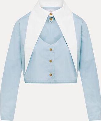 Vivienne Westwood Cut Off Heart Shirt Compact Poplin -Bluewhite 38 Women