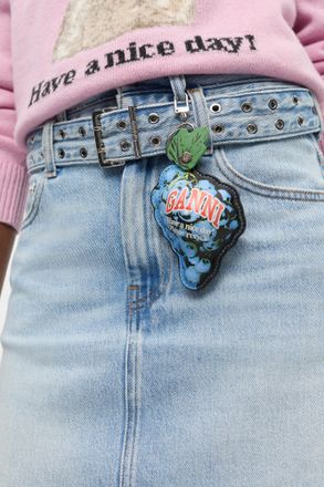 Ganni Grape Coin Purse in Silver Lake Blue Womens