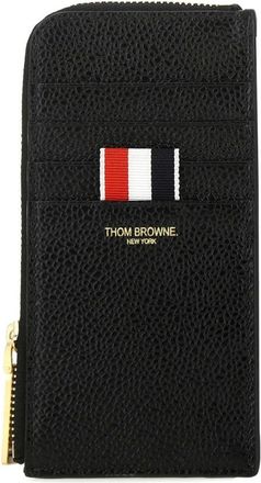 Thom Browne Accessoires, Dames, Zwart, ONE Size, Leer, Zwarte leren portemonnee