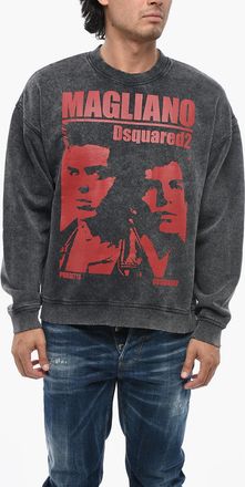 Dsquared2 Felpa Girocollo Effetto Tie Dye Con Maxi Stampa Frontale Dsquared2