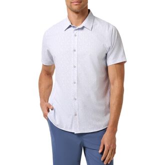 Travis Mathew Techwoven Sunlight Floral Short Sleeve Performance Button-Up Shirt in White at Nordstrom, Size Xx-Large