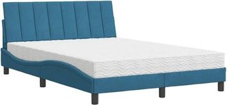 vidaXL Vidaxl - Cama Con Colch&oacute;n Azul Terciopelo 120x200 Cm