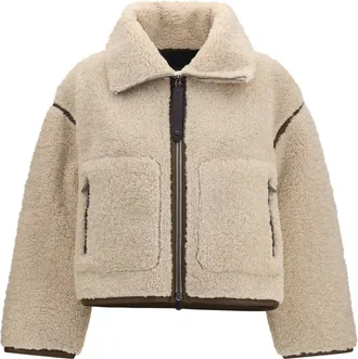 Pinko Womens Shearling Jacket Eco White-Brown Polyester Coat White/brown