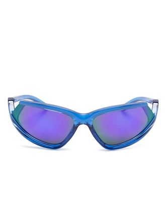 Balenciaga shield-frame mirrored sunglasses - unisex - Acetate - One Size - Blue