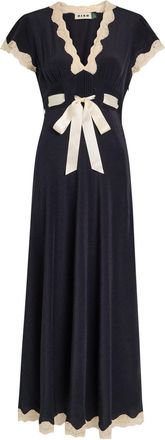 Rixo Rixo Marlice Ribbon Silk Midi Dress - Navy - 16 (UK 16 / XL)
